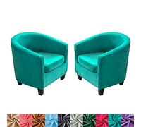 CEHJZQRPL Housses de Chaise Housse de Fauteuil en Velours for fauteuils, Housse Extensible, Housse de canapé 2 pièces, Housse de Protection Amovible et Lavable for Meubles de Club(Turquoise,2 PCS)
