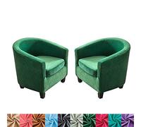 CEHJZQRPL Housses de Chaise Housse de Fauteuil en Velours for fauteuils, Housse Extensible, Housse de canapé 2 pièces, Housse de Protection Amovible et Lavable for Meubles de Club(Jade Green,2 PCS)