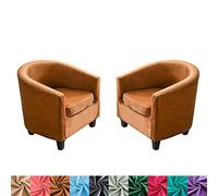 CEHJZQRPL Housses de Chaise Housse de Fauteuil en Velours for fauteuils, Housse Extensible, Housse de canapé 2 pièces, Housse de Protection Amovible et Lavable for Meubles de Club(Brown,2 PCS)