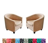 CEHJZQRPL Housses de Chaise Housse de Fauteuil en Velours for fauteuils, Housse Extensible, Housse de canapé 2 pièces, Housse de Protection Amovible et Lavable for Meubles de Club(Dark Khaki,2 PCS)