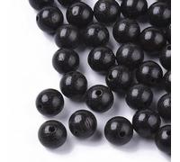 CEHJZQRPL Lot de 100 perles rondes en bois ciré naturel de 8 mm, perles d'espacement en bois marron avec trou de 1,5 mm(Black,8mm)