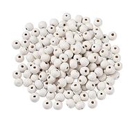 CEHJZQRPL Lot de 120 perles en bois naturel peintes, ovales, rectangulaires, étoiles, plates, rondes, cœur, carrées, perles d'espacement en bois.(Round 8x7mm)