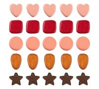 CEHJZQRPL Lot de 120 perles en bois naturel peintes, ovales, rectangulaires, étoiles, plates, rondes, cœur, carrées, perles d'espacement en bois.(5 Styles 14~18x12~16mm)