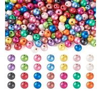 CEHJZQRPL Lot de 120 perles en bois naturel peintes, ovales, rectangulaires, étoiles, plates, rondes, cœur, carrées, perles d'espacement en bois.(Round 14 Colors)
