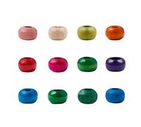CEHJZQRPL Lot de 120 perles en bois naturel peintes, ovales, rectangulaires, étoiles, plates, rondes, cœur, carrées, perles d'espacement en bois.(Rondelle 4mm)