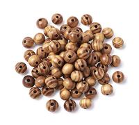 CEHJZQRPL Lot de 300 perles en bois imprimées à gros trous et barillet, perles d'espacement en bois naturel, for la fabrication de bijoux, bracelets, colliers et coiffures(Burlywood 8mm 200Pcs)