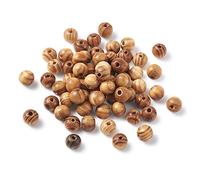 CEHJZQRPL Lot de 300 perles en bois imprimées à gros trous et barillet, perles d'espacement en bois naturel, for la fabrication de bijoux, bracelets, colliers et coiffures(Round Burlywood 10mm 200Pcs)