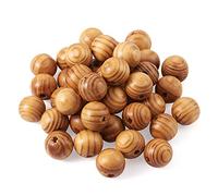 CEHJZQRPL Lot de 300 perles en bois imprimées à gros trous et barillet, perles d'espacement en bois naturel, for la fabrication de bijoux, bracelets, colliers et coiffures(Round Burlywood 18x16mm)