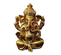 CEHJZQRPL Statue de Bouddha Ganesh doré, Sculptures de Dieu éléphant, Statue de Bouddha Assis en résine, Figurine Artisanale sculptée à la Main(B)