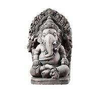 CEHJZQRPL Statue de Bouddha Ganesh en grès, 1 pièce, Ornements, Sculpture rétro en résine thaïlandaise, Dieu éléphant Assis(Grey)