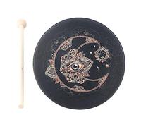 CEHJZQRPL Tambour chamanique 9,8 Pouces, Tambour à Main avec Baguette, Lunaire , Musique spirituelle du sibérien, (Noir)