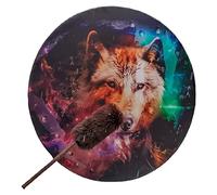 CEHJZQRPL Tambour chamanique Fait Main Totem du Loup sacré avec Baguettes à Décoration éthéré Adulte