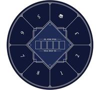 CEHJZQRPL Tapis de Poker Rond Portable for Texas Hold'em, Table de Poker Pliable for 8 Joueurs avec Motif Art déco(Blu,L)