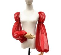 CEHTK Manchette de mariée élégante, Couvre-Bras Simples à Manches Longues en Tulle décoratif pour Mariage, Faux Gants Simples et Transparents Rouges