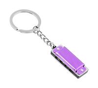 CEHTK Porte-clés Harmonica coloré, 8 Tons, 4 Trous pour chaînette, Dimensions : 3,6 x 1,2 x 0,8 cm, Violet.