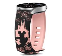 CeiBand 20mm Bracelet Compatibles avec Amazfit GTR Mini/GTR/GTS 4/3/2e/2, Cartoon Gravés Femme Bracelets, Souple Silicone Sport Bande pour Amazfit Active 2/Active/Bip 3/3 Pro - Noir Rose