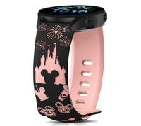 CeiBand 20mm Bracelet pour Garmin Vivoactive 6/Vivoactive 5/Venu Sq 2/vívomove Trend, Cartoon Gravés Femme Bracelets, Souple Silicone Sport Bande pour Garmin Forerunner 165/245/645 - Noir Rose