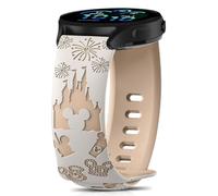 CeiBand 20mm Bracelet pour Garmin Vivoactive 6/Vivoactive 5/Venu Sq 2/vívomove Trend, Cartoon Gravés Femme Bracelets, Souple Silicone Sport Bande pour Garmin Forerunner 165/245/645 - Blanc Rose