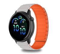 CeiBand 20mm Bracelets pour Garmin Vivoactive 6/5/Venu Sq 2/Approach S50, Silicone Magnétique Sport Bracelet de Montre, Bande Remplacement pour Garmin Forerunner 165/245/570 42mm/645 - Blanc Orange