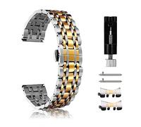 CeiBand 22mm Bracelet pour Huawei Watch GT 5 /GT 5 Pro 46 mm/GT 4/GT 4 Pro, Métal Bracelets Remplacement Banda de Montre en Acier Inoxydable pour Huawei Watch 4/4 Pro 48 mm/Ultimate/Buds - Argent/Or