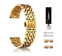 CeiBand 22mm Bracelet pour Huawei Watch GT 5 /GT 5 Pro 46 mm/GT 4/GT 4 Pro, Métal Bracelets Remplacement Banda de Montre en Acier Inoxydable pour Huawei Watch 4/4 Pro 48 mm/Ultimate/Buds - Or