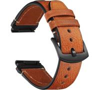 CeiBand Cuir Bracelet pour Garmin QuickFit 22mm 26mm, Boucle en Inoxydable, Libération Rapide, Doux Confortable Cuir Bracelet pour Garmin QuickFit 22mm 26mm Femme Homme - Brun