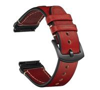 CeiBand Cuir Bracelet pour Garmin QuickFit 26mm 22mm, Boucle en Inoxydable, Libération Rapide, Doux Confortable Cuir Bracelet pour pour Garmin QuickFit 26mm 22mm Femme Homme - Rouge