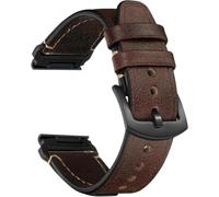 CeiBand Cuir Bracelet pour Garmin QuickFit 26mm 22mm, Boucle en Inoxydable, Libération Rapide, Doux Confortable Cuir Bracelet pour Garmin QuickFit 26mm 22mm Femme Homme - Brun foncé