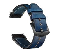 CeiBand Cuir Bracelet pour Garmin QuickFit 26mm, Boucle en Inoxydable, Libération Rapide, Doux Confortable Cuir Bracelet pour pour Garmin QuickFit 26mm Femme Homme - Bleu