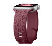 CeiBand Léopard Bracelet Gravé pour Apple Watch Series 11 42mm/38mm/40mm/41mm, Sport Bande Souple Fleur Silicone pour iWatch Ultra3/Series 11 10 9 8 7 6-1 SE3(Rouge)