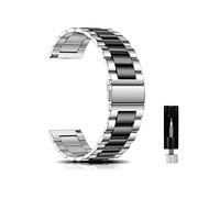 CeiBand Métal Bracelet pour 20mm 22mm 18mm Bracelets de Remplacement Banda de Montre de Rechange en Acier Inoxydable pour Femme Homme - Argent Noir