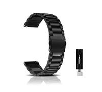 CeiBand Métal Bracelet pour 20mm 22mm 18mm Bracelets de Remplacement Banda de Montre de Rechange en Acier Inoxydable pour Femme Homme - Noir
