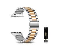 CeiBand Métal Bracelet pour Apple Watch 38mm/40mm/41mm, Bracelets de Remplacement de Montre de Rechange en Acier Inoxydable pour Apple Watch 42mm/44mm/45mm/46mm/49mm Femme Homme - Argent/Or Rose