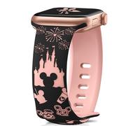 CeiBand Silicona Bracelets Compatibles avec Apple Watch Series 11 46mm 49mm 45mm 44mm 42mm, Femme Bande, Cartoon Sport Bracelet de Montre pour iWatch Series 11 10 9 8 7 6-1 SE3 Ultra3 - Noir Rosa