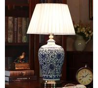 Ceic Lampe de chevet en tissu E27 Lampe de chevet pour chambre à coucher, hôtel et bureau, lampe blanche rétro pour lecture et éclairage (58 cm)