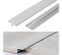 CEIEVER Bande de Transition Sol en T Aluminium 0,9 mx2cm Baguettes de Finition Barre de Seuil Métal 3 Pcs Seuil de Porte Profil de Transition pour Transitions de Sol entre Seuils Sols Bois (Argent)