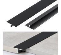 CEIEVER Bande de Transition Sol en T Aluminium 0,9 mx2cm Baguettes de Finition Barre de Seuil Métal 3 Pcs Seuil de Porte Profil de Transition pour Transitions de Sol entre Seuils Sols Bois (Noir)