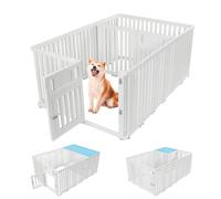 CEIEVER Parc pour chiot - 60 cm/75 cm - Pliable - Avec porte - Cage pour chiot - Cage pour chien - Grille pour chien - Pour chien, chat, lapin, petits animaux (blanc, 186 x 126 x 75 cm, 20)