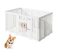 CEIEVER Parc pour chiots - 60 cm/75 cm - Pliable - Avec porte - Cage pour chiot - Grille pour chien - Pour chien, chat, lapin, petits animaux (blanc, 156 x 96 x 75 cm, 14)