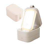 CEIEVER Trousse de maquillage avec miroir lumineux, trousse de maquillage de voyage portable 3 couches avec LED 3 couleurs, étui de voyage avec compartiments pour femme, Blanc., Moderne