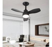 Ceiling Fan with Lighting and Remote Control 36W LED Silent Ceiling Light Black Fan With Adjustable Timer Adjustable Wind Spee