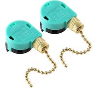 Ceiling Fans Switch Zing Ear ZE-268S6, 3 Speed 4 Wire Pull Chain Cord Appliances Switch Speed Control Replacement Parts Compatible with Hunter Ceiling Fans Wall Lamps (Brass)2 pcs