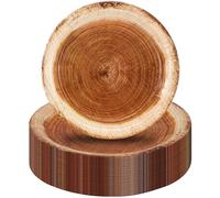 CEILIWEN Fournitures de fête en bois - 50 assiettes en carton rustiques en forme de tranche de bois, assiettes rondes de style ferme
