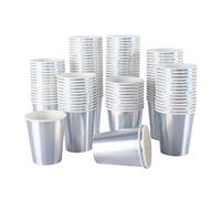CEILIWEN Lot de 100 gobelets en papier irisé holographique arc-en-ciel de 9oz - 250ml - Gobelets de fête argentés métallisés brillants pour boissons chaudes et froides