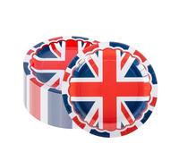 CEILIWEN Lot de 50 assiettes en carton Union Jack - 23 cm - Assiettes de fête sur le thème du drapeau britannique pour fêtes, barbecues, événements sportifs et célébrations royales - Décorations de