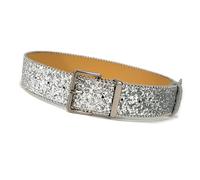 Ceinture à boucle ardillon étincelante pour femme et fille avec bordure perlée pailletée poudre paillettes taille pour diverses tenues accessoires de robe, Argenté., taille unique