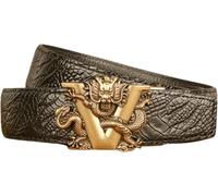 Ceinture à Cliquet en Cuir pour Hommes avec Boucle en Argent Automatique Gravé Animaux pour Robe D’Affaires, Dragon-a, 125cm/49