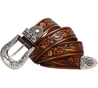 Ceinture à Cliquet pour Hommes Ceinture en Cuir Imprimé Peau De Serpent D’Animal avec Boucle en Argent Dragon Sculpture Faite à La Main pour Jeans, Orange, 120cm/waist:40"~42"