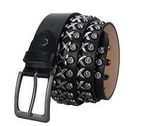 Ceinture à Clous, Ceinture Punk en Cuir pour Homme, Ceinture Cloutée Ceinture Rock à Rivet Noire, Ceinture à Rivets Creux avec Broches, pour Jeans, Manteau(B,115cm/waist:38"~40")