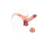 Ceinture à dildos portative 7.7in en silicone doux élastique, manchon pénien réaliste creux pour couples gay, anal et G-spot, facile à nettoyer, sans odeur